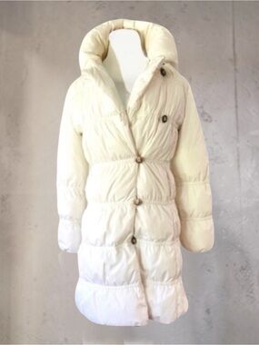 New! POST CARD White Puffer Coat Rhinestone Buttons Size 6